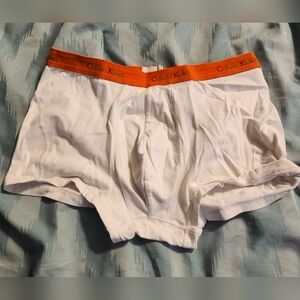 Calvin Klein Men's Size Medium White‎ Briefs with Orange Waistband